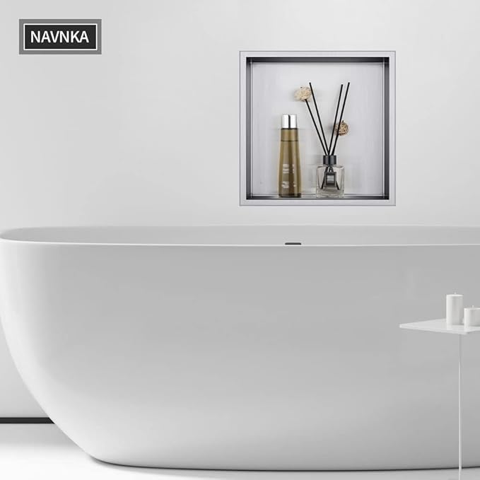 Shower Niche, 12"x12" No Tile Needed, The Insert Storage Rectangle Single Shower Shelf is Easy to Install, Stainless Steel, Brushed Nickel