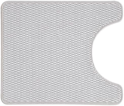 Chenille Non Slip Washable Thin Low Pile Bath Mat, Light Grey 20"x24" U Shape, Quick Dry