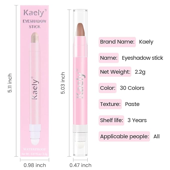 evpct 1Pcs Ginger Matte Cream Eye Shadow Brightener Sticks for Eyes Waterproof Pigmented, Double Ended Cream Eyeshadow Stick Pencil Pen with Applicator, Eye Shadow Palette Highlighter Makeup 29