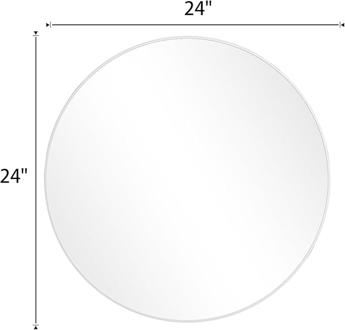 BEAUTYPEAK 24 Inch Round Mirror, Metal Frame Circle Mirror, Wall Mounted for Entryway, Bathroom, Vanity, Living Room, White