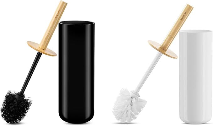 SUBEKYU Toilet Brush, Toilet Bowl Brush and Holder Set, Bathroom Toilet Bowl Cleaner for Deep Cleaning, Black