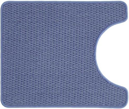 Chenille Bath Rug Non Slip Washable, Super Absorbent, Quick Dry, Low Pile Bath Mat, Denim Blue, 20"x24", U Shape