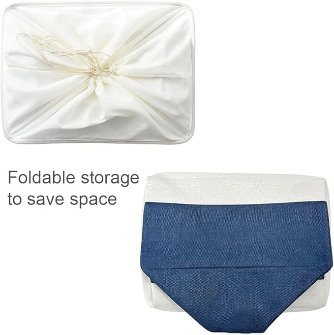 TheWarmHome Organization and Storage Basket for Organizing - X Large 3 Pack 17.7L×13.8W×9.8H in Collapsible Storage Bin for Shelves, Basket for Gifts Empty Toys Organizer Gift (White & Jean Blus)