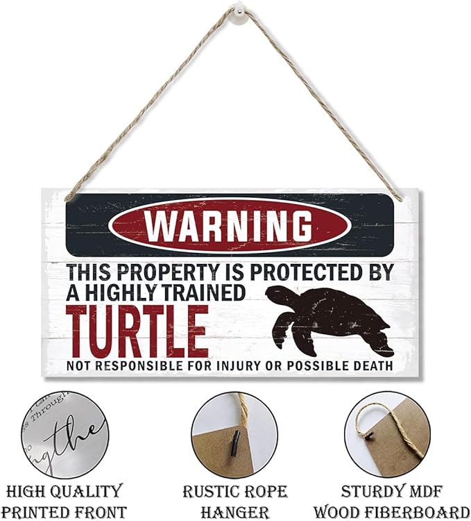 Warning Sign, Turtle Warning Wood Plaque Sign, Funny Door Signs, Decorative Wood Hanging Suspension Plaque, Farmhouse Wooden Wall Decor, Outdoor Hanging Wooden Signs