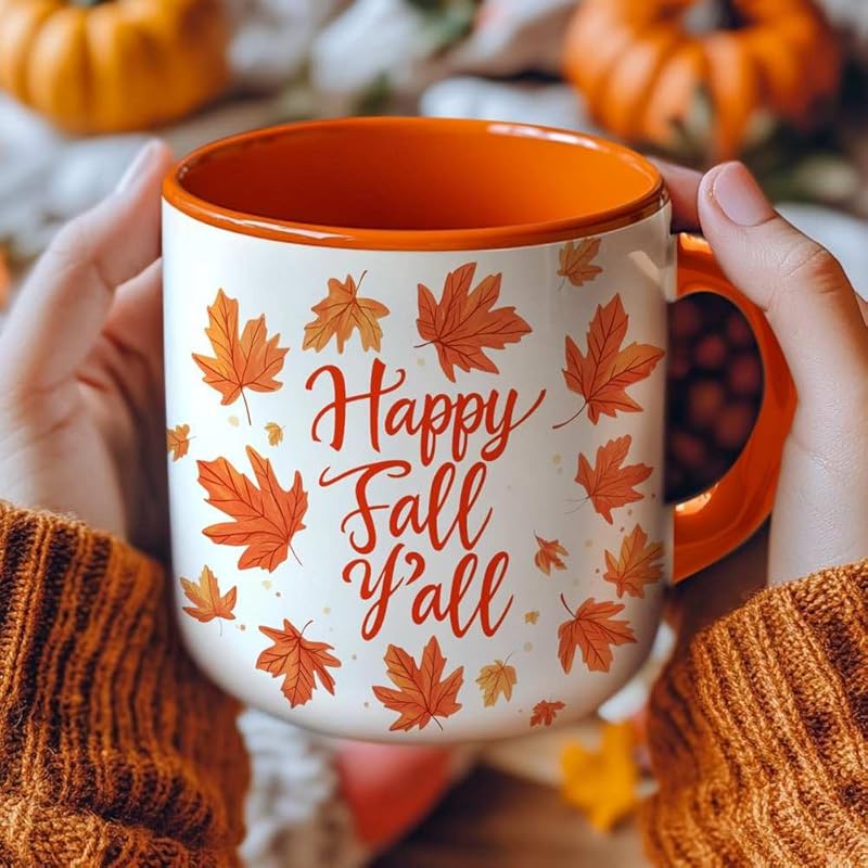 Personalized Fall Farm Coffee Mugs - Farm Lover Mugs Gift for Women Men - Fall Autumn Decor Gifts For Home Farmhouse Thanksgiving - Happy Fall Y'all Mug - 11oz Printed Ceramic Mug