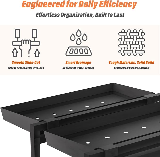 TATAANTY Under Sink Organizer, 2 Packs 2 Tier Black Steel Under Sink Storage, Undersink Organizers for Bathroom, Cabinet, Counter, Kitchen