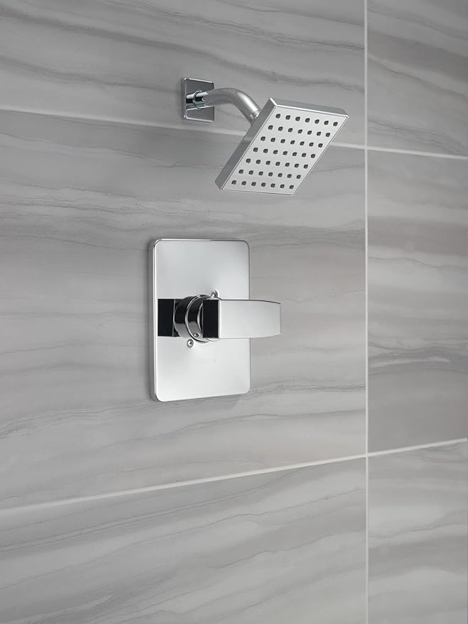 Delta Modern 14 Series Shower Faucet Set, Chrome Shower Head and Handle Set, Valve Trim Kit, Chrome T14267-PP (Valve Not Included)