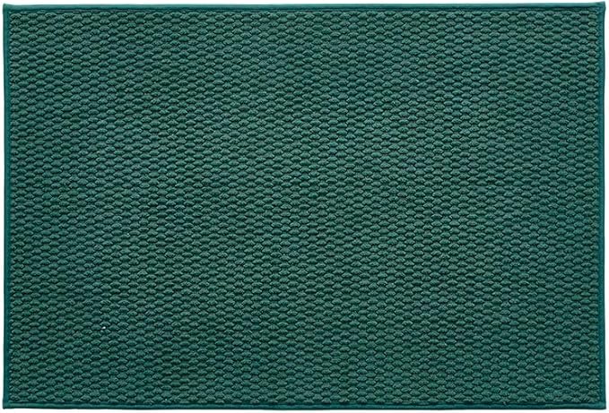 Bathroom Rugs Non Slip Washable, Super Absorbent Thin Bath Mat Quick Dry Low Pile Bathroom Rug, Dark Green 24"x36"