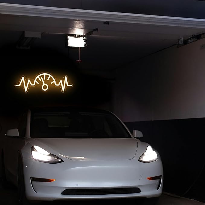 Car Dashboard Neon Sign Garage Neon Signs for Man Cave Automobile Speedometer Neon Light Orange LED Car Neon Lights Signs for Garage Man Cave Auto Repair Shop Game Room Party Decor