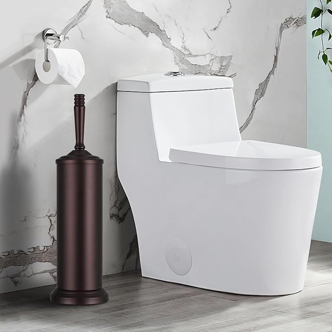 Bronze Toilet Brush and Holder Set, Stainless Steel Toilet Brush for Bathroom,Heavy Duty Bronze Toilet Bowl Brush and Holder,Deep Cleaning Modern Toilet Cleaner Brush -Space Saving, Covered Brush