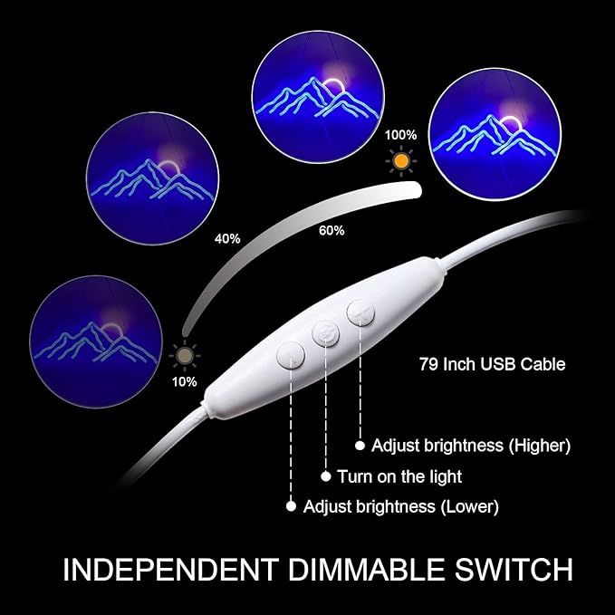 Ulalaza LED Decorative Lights USB Mountains Sunrise Sunset Led Neon Signs Home Decoration Wall Art Holiday Gift Brightness Adjustable 16.5''x11.8''