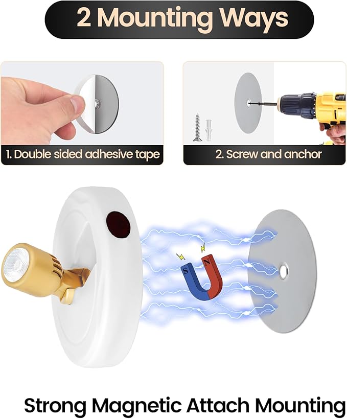 Rechargeable Spotlight, Battery Operated Picture Lights with Remote, Cordless Plant Spot Light Indoor, LED Accent Lighting, Dimmable Uplight for Tree Painting Artwork Photo Dartboard Decor