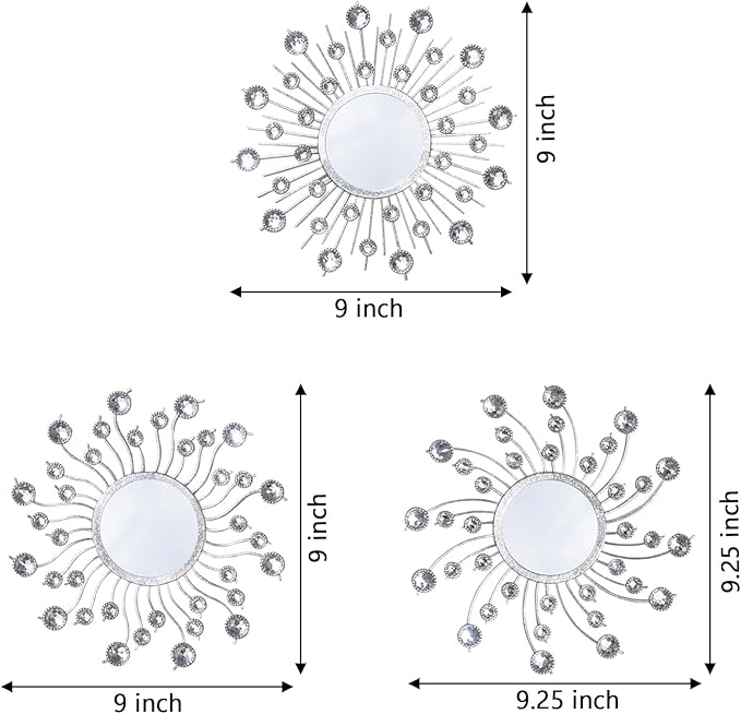 Mirror Wall Decor Metal Sun Mirror Wall Art Decorative Mirrors Home Decor Sunburst Mirror Hanging Living Room Bedroom Entryway, Style 1