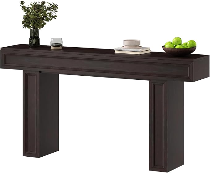 Rresyet 63 Inch Long Console Table, Sofa Table Behind Sofa, Wooden Entryway Table, Farmhouse Entryway Table for Entry, Hallway, Living Room (Cherry)