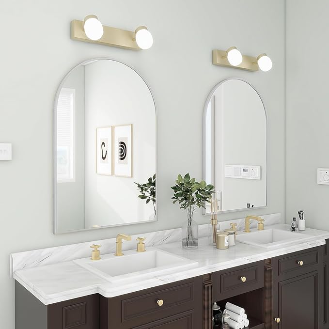 BEAUTYPEAK 24"x36" Arch Bathroom Mirror, Wall Mounted Vanity Metal Frame Mirror for Bedroom, Entryway, Living Room, Silver