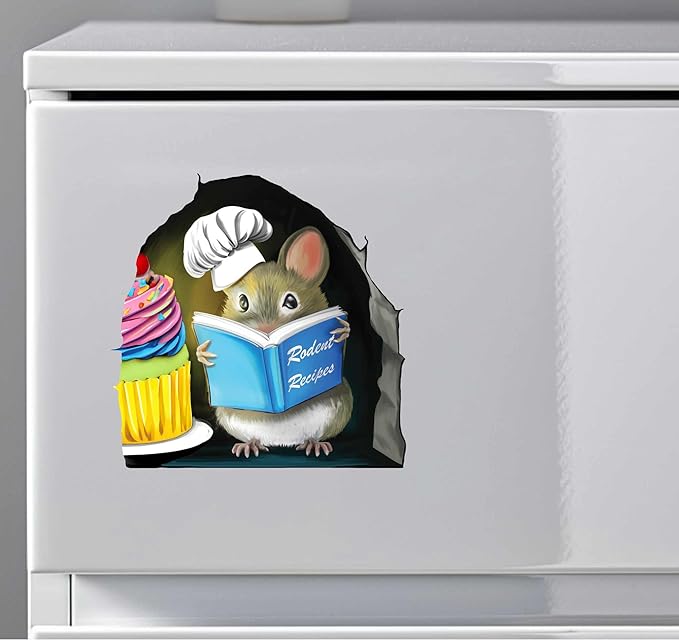 Adorable Pastry Mouse Reading Book Wall Sticker Decal – Kids Room, Classroom, Home Decor, Bookcase, Book Lover Gift, Children's Bedroom, Nursery, Cute Mouse, MICESTERPIECE