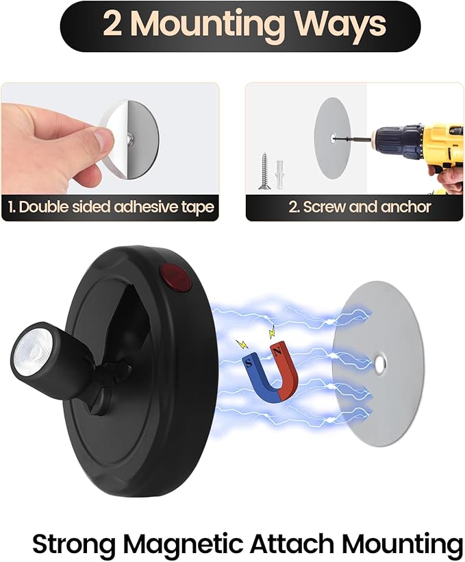 Cordless Spotlight Battery Powered, Indoor Plant Spot Light, Rechargeable Picture Lights with Remote, LED Accent Lighting, Dimmable Display Uplight for Tree Dartboard Decor Painting Art Photo