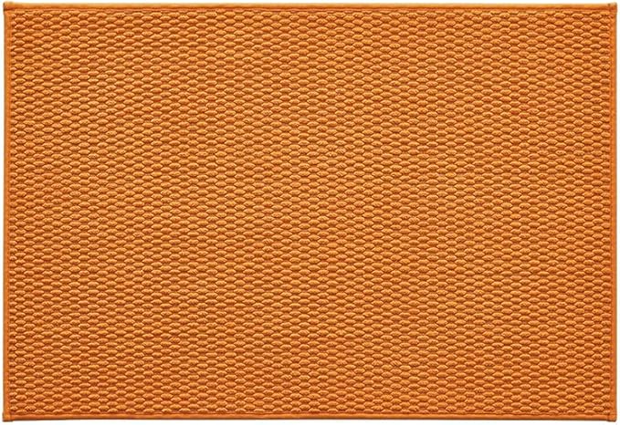 Bathroom Rugs Non Slip Washable, Super Absorbent Thin Bath Mat Quick Dry Low Pile Bathroom Rug, Orange 24"x36"