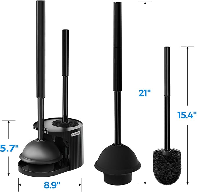 2 in 1 Toilet Plunger and Brush Set,Extended Handle Plunger,Toilet Bowl Brush Plunger Set, Bathroom Cleaning Tools ,Toilet Brush Plunger Combo,Cleaning Brush,Bathroom Cleaning Supplies