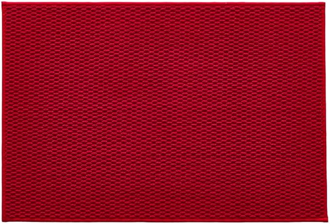Bathroom Rugs Non Slip Washable, Super Absorbent Thin Bath Mat Quick Dry Low Pile Bathroom Rug, Red 24"x36"