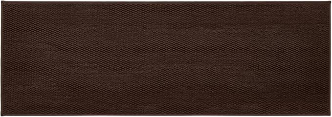 Bathroom Runner Rug, Brown 24"x70", Low Pile, Non Slip, Quick Dry, Washable