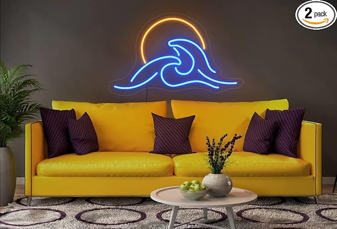 Ulalaza LED Decorative Lights USB Mountains Sunrise Sunset Led Neon Signs Home Decoration Wall Art Holiday Gift Brightness Adjustable 15.7''x15''