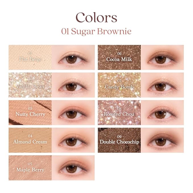 dasique Shadow Palette #01 Sugar Brownie I Cruelty-Free I 9 Blendable Shades in Smooth Matte and Shimmer Finishes with Gorgeous Pearls