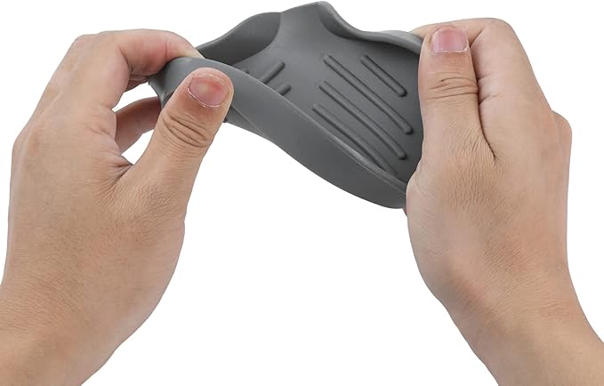 Silicone Bathroom Soap Dishes with Drain Spout-Bathroom and Kitchen Sink Organizer,Sponge Holder,Dish Soap Tray,Perfect for Dispenser,Scrubber,Bottle,Cup on Sink or Counter-Grey 4.9"×3.2"