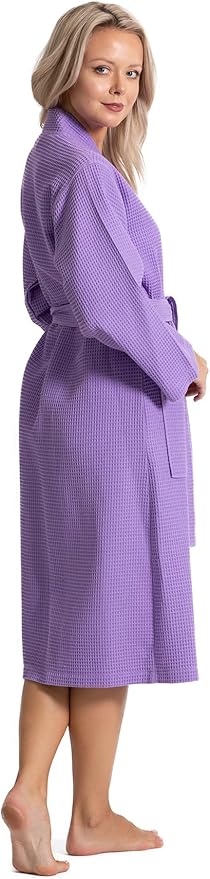 Turkish Linen Waffle Knit Lightweight Kimono Spa & Bath Robes for Women - Quick Dry - Soft