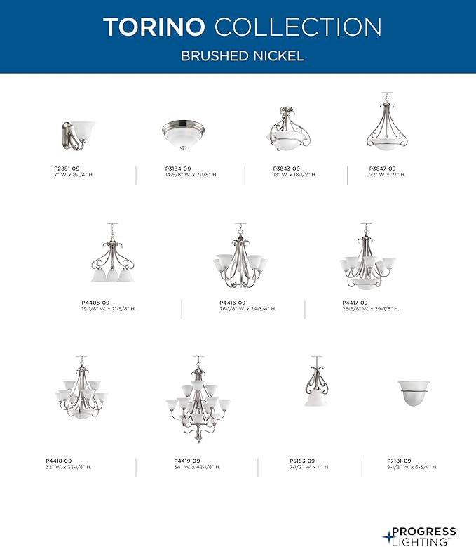 Torino Collection 3-Light Etched Glass Transitional Inverted Pendant Light Brushed Nickel