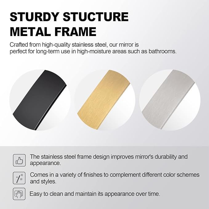 ANDY STAR Black Mirror for Bathroom, 28x36 Inch Stainless Steel Metal Frame Oblong Bathroom Mirror for Vanity, 1’’ Deep Wall Mounted Vertically/Horizontal