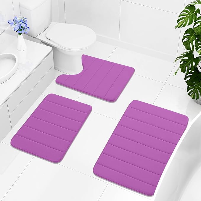 Buganda Memory Foam Bath Mat, 30" x 20", Ultra Soft and Non-Slip Bathroom Rugs, Water Absorbent and Machine Washable Bath Rug for Bathroom, Shower, and Tub, Violet