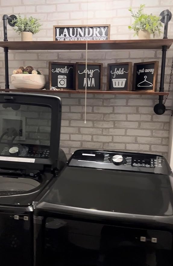 ROGMARS Industrial Pipe Shelves Shelving 48 inch with Solid Wood Planks Farmhouse Pipe Book Shelves Wall Mounted,Industrial Floating Shelves Bar Shelving Rustic Shelves 2 Tier for Kitchen,Living Room