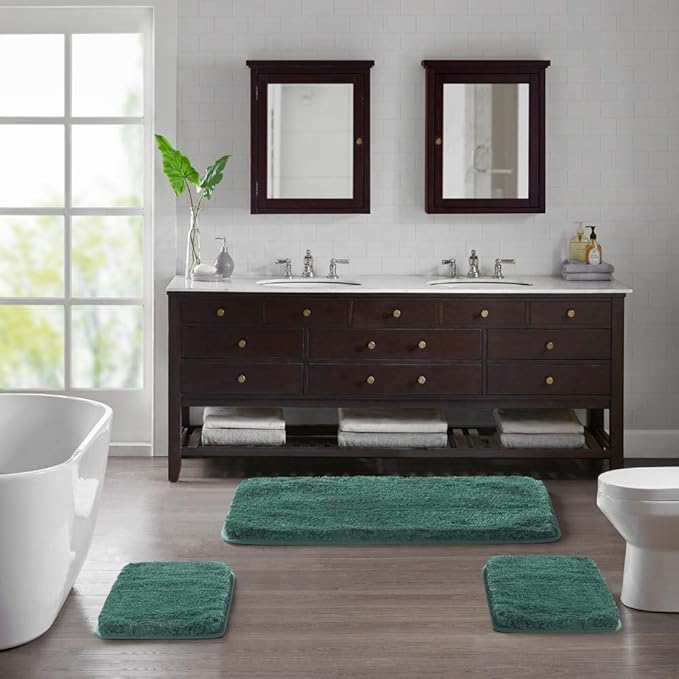 Suchtale Large Bathroom Rug Extra Soft and Absorbent Shaggy Bathroom Mat (24 x 40, Hunter Green) Machine Washable Microfiber Bath Mat for Bathroom, Non Slip Bath Mat, Bathroom Floor Mats Rubber Back