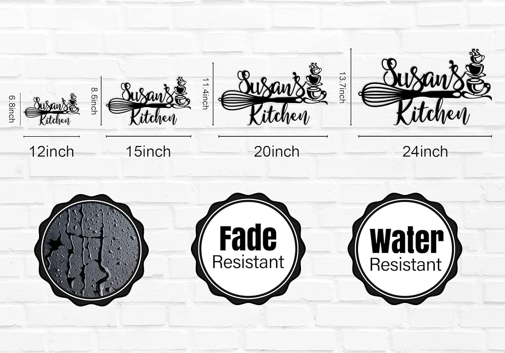 Custom Kitchen Name Sign, Personalized Kitchen Metal Sign, Kitchen Art Wall Decor, Kitchen Signs Wall Decor, Metal Wall Art, Kitchen Decor, Mothers Day Gift, Mom's Kitchen, Gift for Grandma