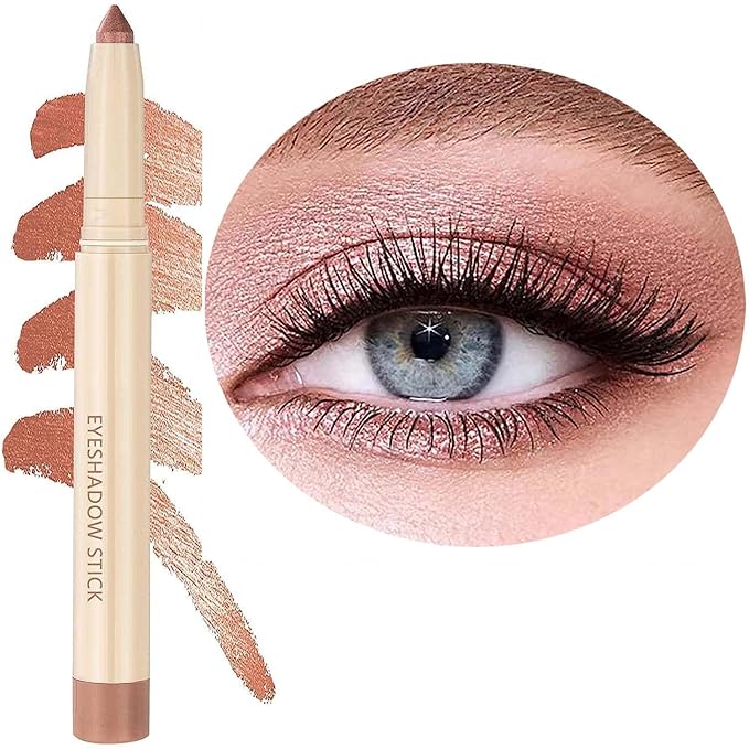Rose Gold Eyeshadow Makeup, Waterproof Hypoallergenic Long Lasting Eye Liner, Highlighter Matte Cream Eye Shadow Stick, Glitter Primer Palette Shimmer Eyeliner Pen