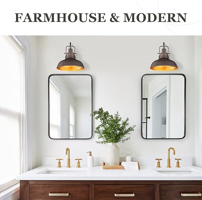 zeyu 11" Farmhouse Gooseneck Barn Light, Vintage Wall Light Sconce for Porch Warehouse Kitchen, Oil Rubbed Bronze Finish, 016-1B ORB