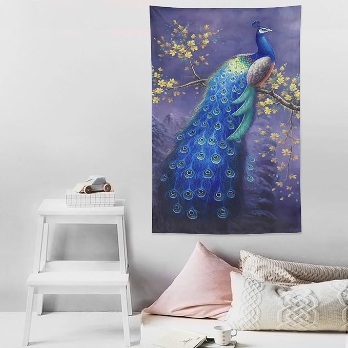 yowecso Peacock Tapestry - Purple Peacock Wall Hanging for Bedroom, Living Room & Dorm - 40"x60"