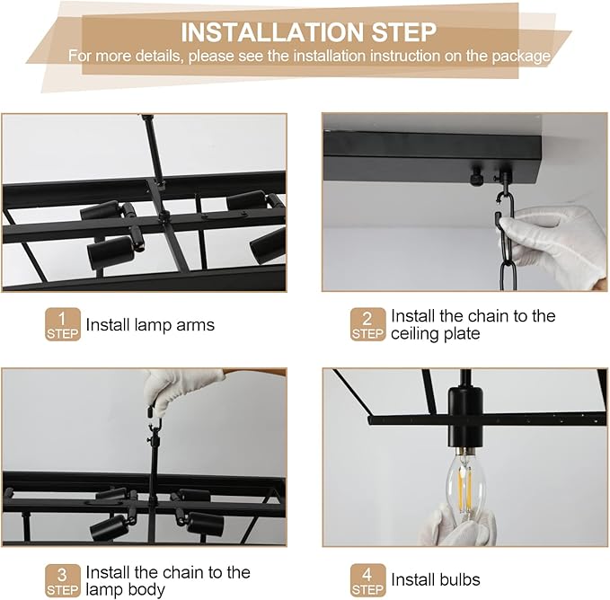 Crystal Chandeliers for Dining Room 11-Light Black Modern Chandelier Rectangle Contemporary Pendant Light Fixture for Kitchen Island Bar L33.5 Inch