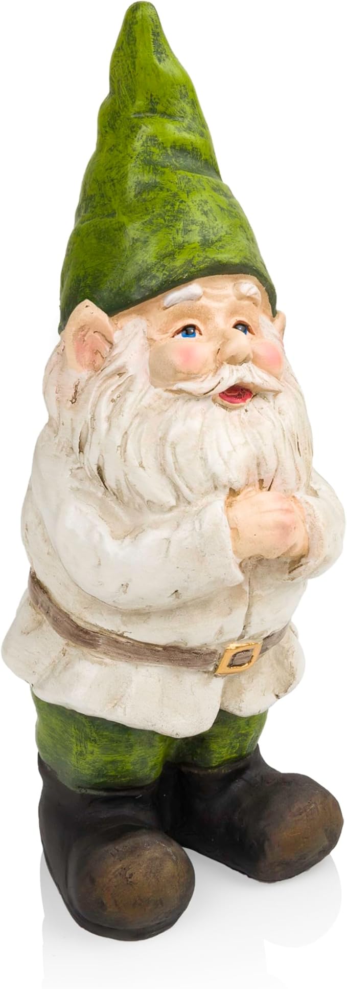 Alpine Corporation - 12" Tall Outdoor Garden Gnome Yard Statue Decoration – Playful Resin Gnome with Earthtone Colors - Durable, Weatherproof Lawn Sculpture for Patio, Deck, Yard