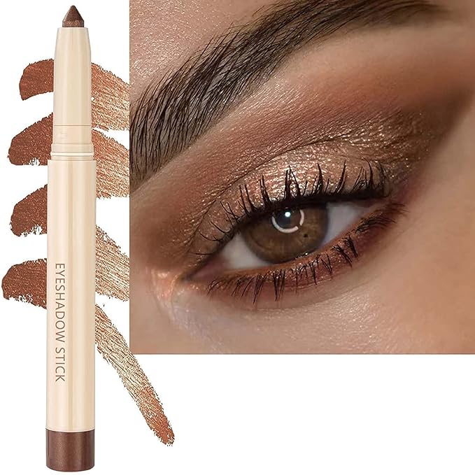 Brown Eyeshadow Makeup, Waterproof Hypoallergenic Long Lasting Eye Liner, Highlighter Matte Cream Eye Shadow Stick, Glitter Primer Palette Shimmer Eyeliner Pen
