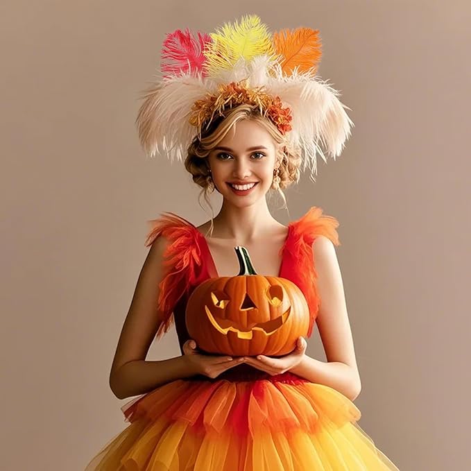 THARAHT Red Orange Yellow Ostrich Feathers 12pcs Natural Bulk 10-12Inch 25cm-30cm for Crafts Wedding Party Centerpieces Halloween and Home Decoration Feathers