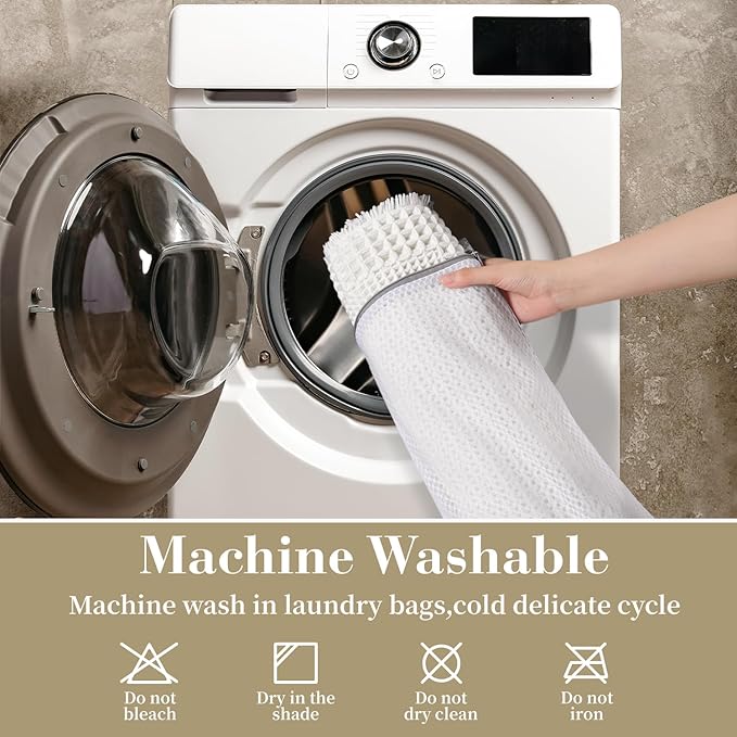 RESARE Waffle Bathroom Runner Rugs, Super Absorbent Bath Mat Non Slip Washable Quick Dry, Ultra Soft Quick Dry Boho Bath Rugs with Tassels for Hallway Bedroom Laundry Room, 2'x6'(24"x72"), White