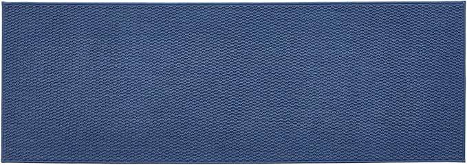 Bathroom Runner Rugs, Long Bath Mat Runner Washable Thin Quick Dry Low Pile Bathroom Runner Rugs Non Slip, Navy Blue 24"x70"