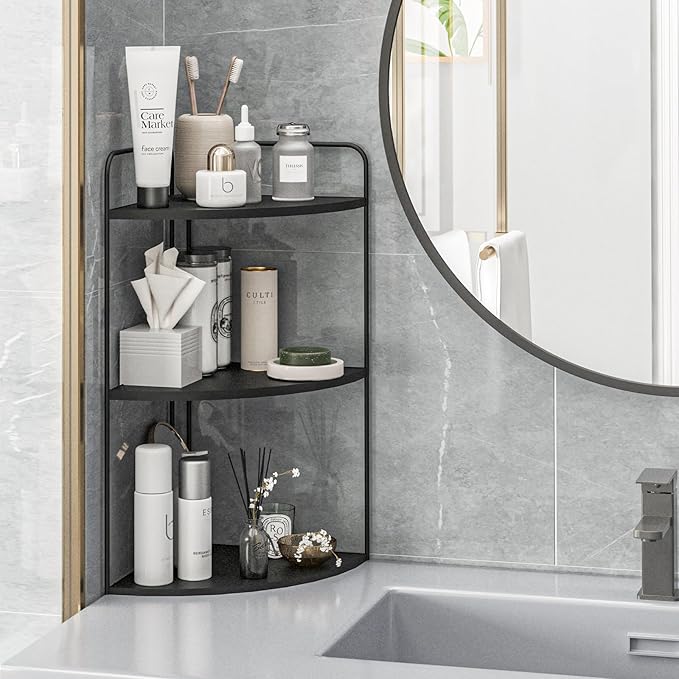 Bathroom Counter Organizer,Countertop Organizer,Vanity Organizers,Bathroom Storage,Bathroom Sink Organizers,Counter Shelf,Corner Counter,Corner Shelves(Black)