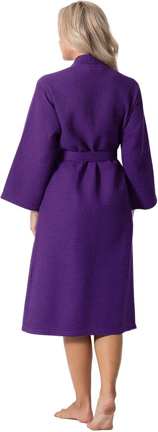 Turkish Linen Waffle Knit Lightweight Kimono Spa & Bath Robes for Women - Quick Dry - Soft