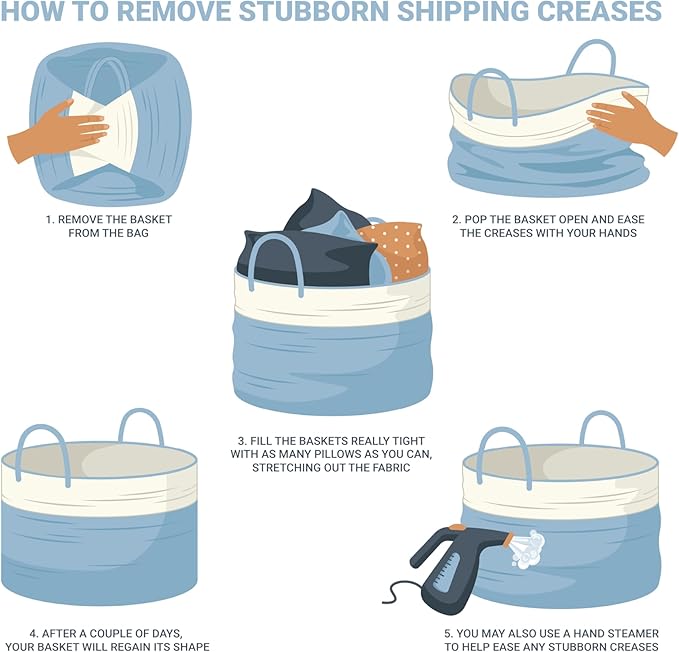 OrganiHaus Set of 3 Woven Storage Baskets for Organizing, Cotton Rope Organizer Bins for Shelves, Closet & Nursery, Dog Toy Basket, Decorative Bins for Toys, Towels & Books - 15x10x9, Blue/Off-White