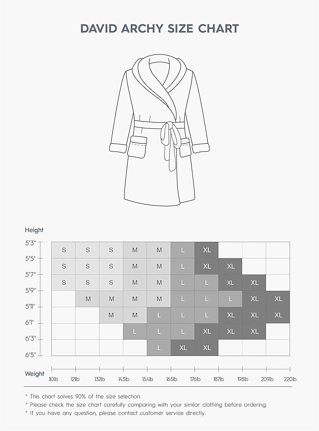 DAVID ARCHY Men's Soft Fleece Plush Robe Full Length Long Bathrobe