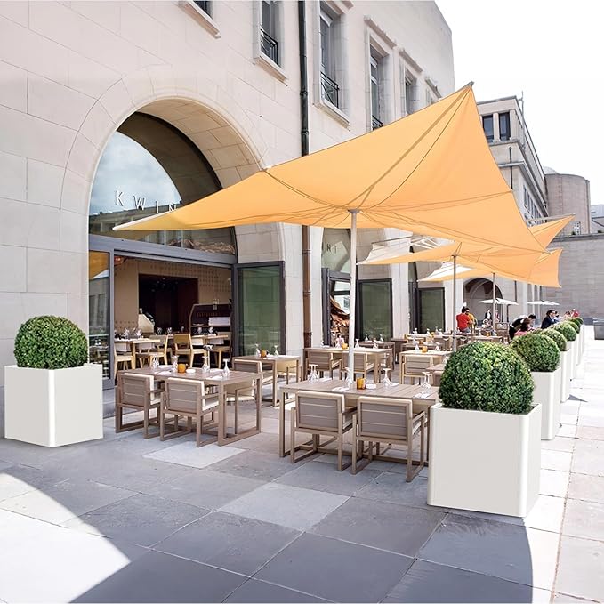 White Steel Square Planter 24" L x 24" W x 25" H,Cube Heavy Duty Flower Pot for Outdoor Plants with Drainage Holes,Metal Planter Box for Indoor and Outdoor All-Weather Use