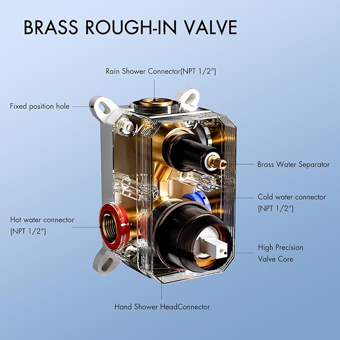 ELLO&ALLO Oil Rubber Bronze tub and Shower Faucet Set, Complete Shower System with Rough-in Valve and Trim Kit